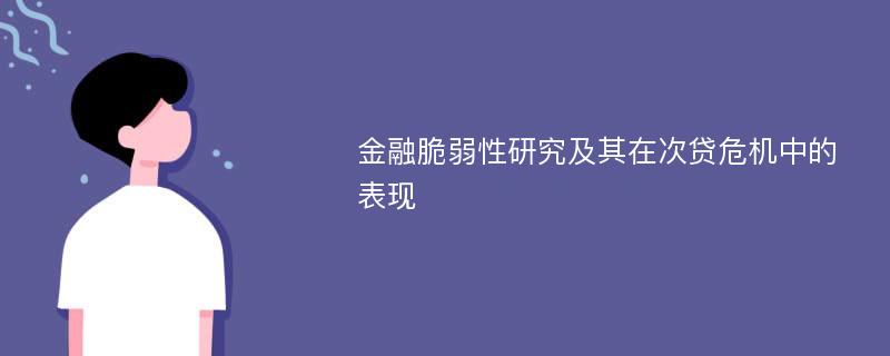 金融脆弱性研究及其在次贷危机中的表现