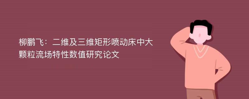 柳鹏飞：二维及三维矩形喷动床中大颗粒流场特性数值研究论文