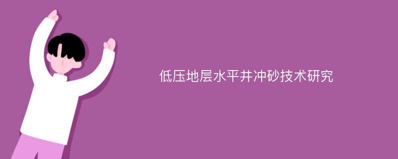 低压地层水平井冲砂技术研究