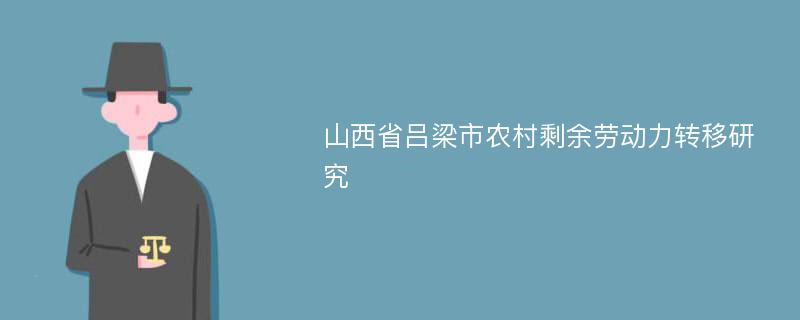 山西省吕梁市农村剩余劳动力转移研究