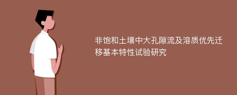 非饱和土壤中大孔隙流及溶质优先迁移基本特性试验研究