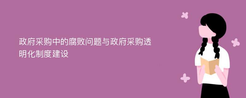 政府采购中的腐败问题与政府采购透明化制度建设