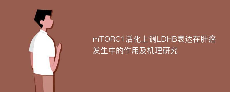 mTORC1活化上调LDHB表达在肝癌发生中的作用及机理研究