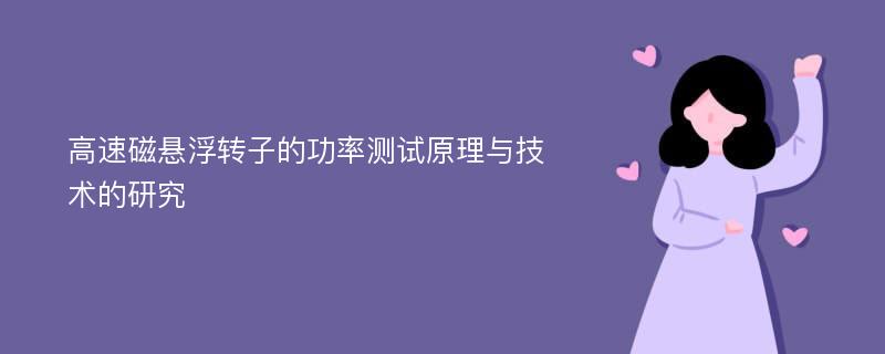 高速磁悬浮转子的功率测试原理与技术的研究