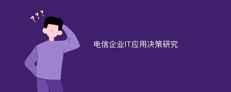 电信企业IT应用决策研究