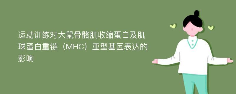 运动训练对大鼠骨骼肌收缩蛋白及肌球蛋白重链（MHC）亚型基因表达的影响