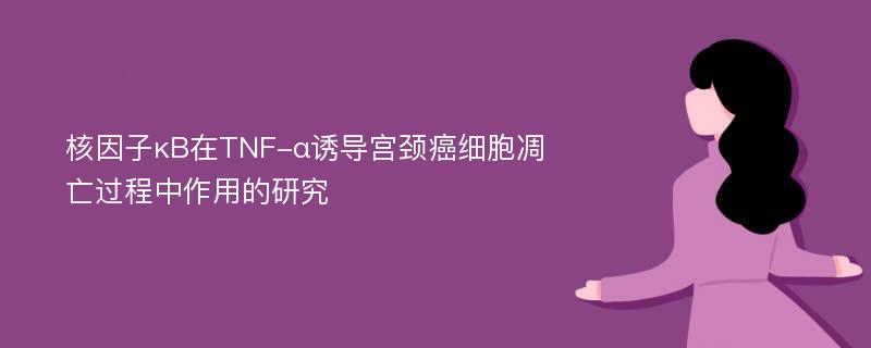 核因子κB在TNF-α诱导宫颈癌细胞凋亡过程中作用的研究