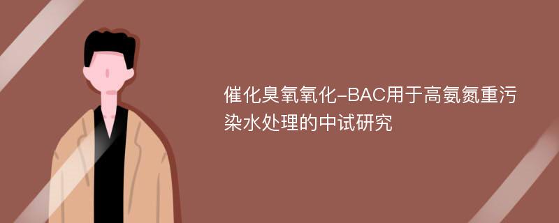 催化臭氧氧化-BAC用于高氨氮重污染水处理的中试研究