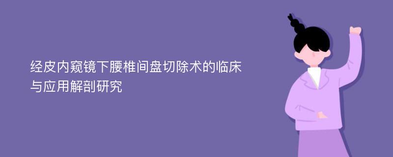 经皮内窥镜下腰椎间盘切除术的临床与应用解剖研究