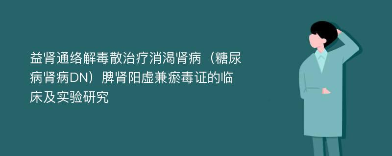 益肾通络解毒散治疗消渴肾病（糖尿病肾病DN）脾肾阳虚兼瘀毒证的临床及实验研究