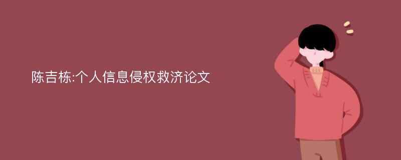 陈吉栋:个人信息侵权救济论文