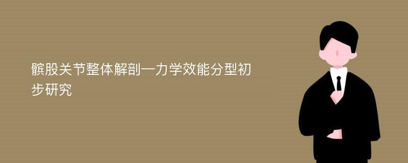 髌股关节整体解剖—力学效能分型初步研究