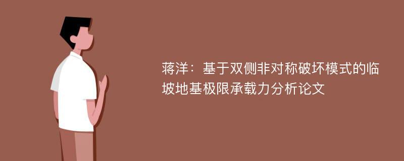 蒋洋：基于双侧非对称破坏模式的临坡地基极限承载力分析论文