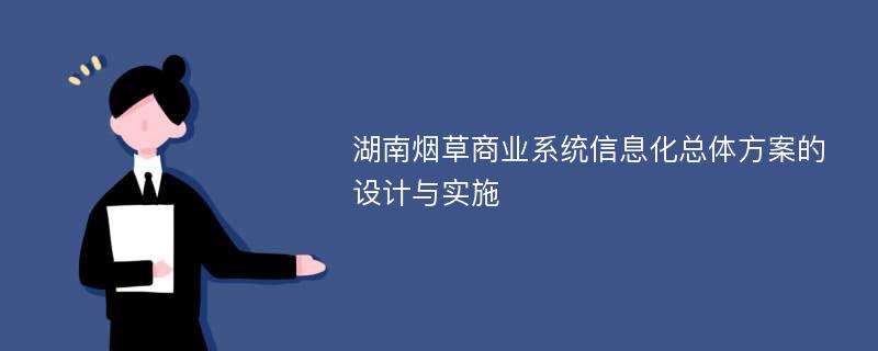 湖南烟草商业系统信息化总体方案的设计与实施