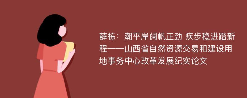 薛栋：潮平岸阔帆正劲 疾步稳进踏新程——山西省自然资源交易和建设用地事务中心改革发展纪实论文