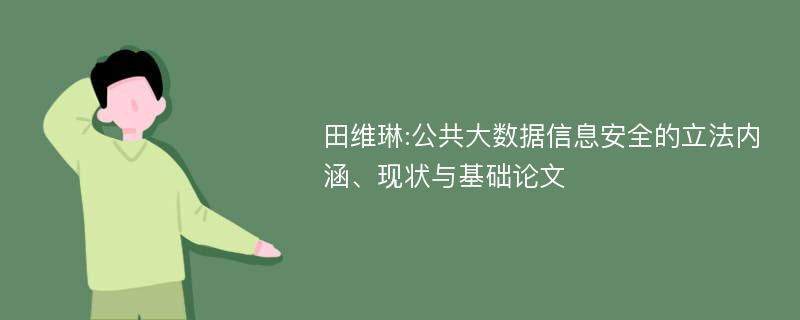 田维琳:公共大数据信息安全的立法内涵、现状与基础论文