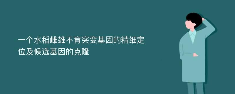 一个水稻雌雄不育突变基因的精细定位及候选基因的克隆