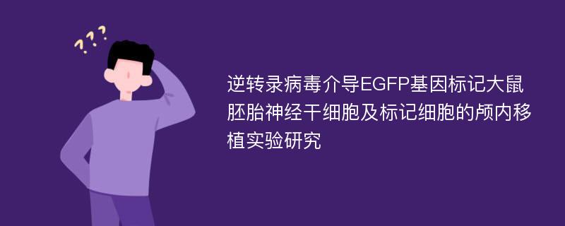 逆转录病毒介导EGFP基因标记大鼠胚胎神经干细胞及标记细胞的颅内移植实验研究