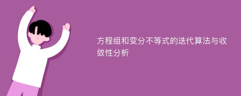 方程组和变分不等式的迭代算法与收敛性分析