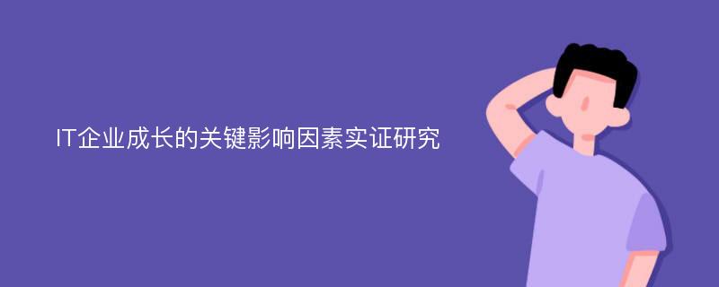 IT企业成长的关键影响因素实证研究