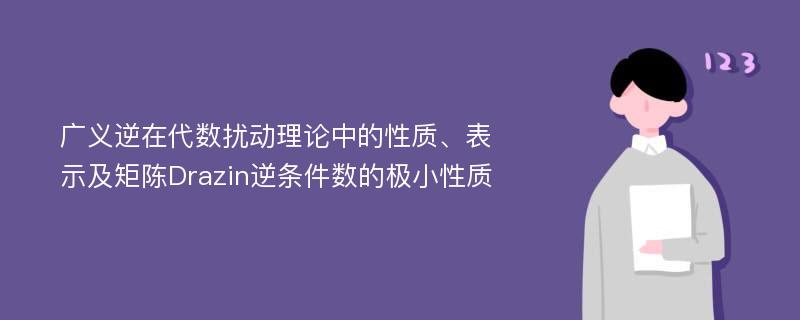 广义逆在代数扰动理论中的性质、表示及矩陈Drazin逆条件数的极小性质