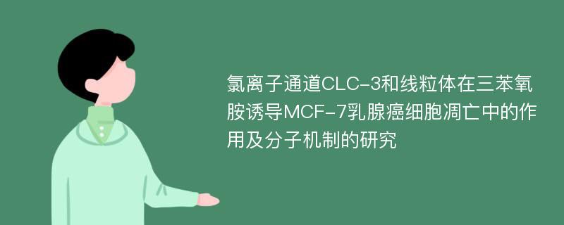 氯离子通道CLC-3和线粒体在三苯氧胺诱导MCF-7乳腺癌细胞凋亡中的作用及分子机制的研究