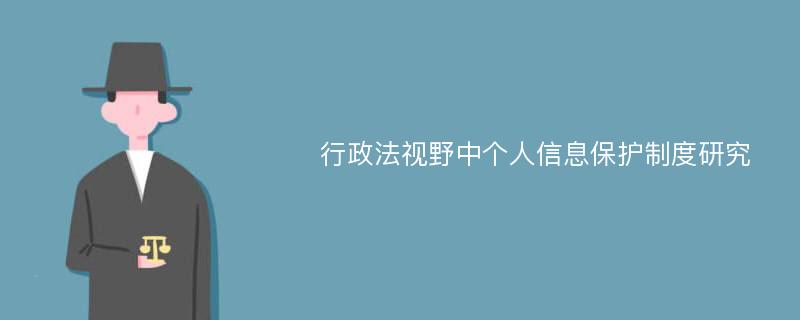 行政法视野中个人信息保护制度研究