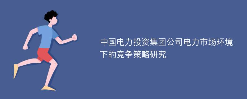 中国电力投资集团公司电力市场环境下的竞争策略研究