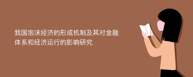 我国泡沫经济的形成机制及其对金融体系和经济运行的影响研究