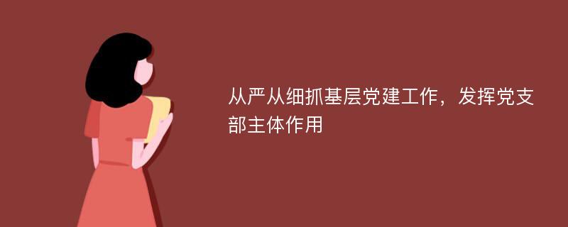 从严从细抓基层党建工作，发挥党支部主体作用