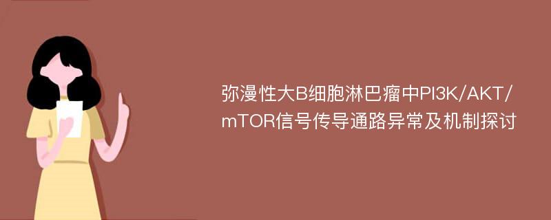 弥漫性大B细胞淋巴瘤中PI3K/AKT/mTOR信号传导通路异常及机制探讨