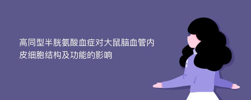 高同型半胱氨酸血症对大鼠脑血管内皮细胞结构及功能的影响