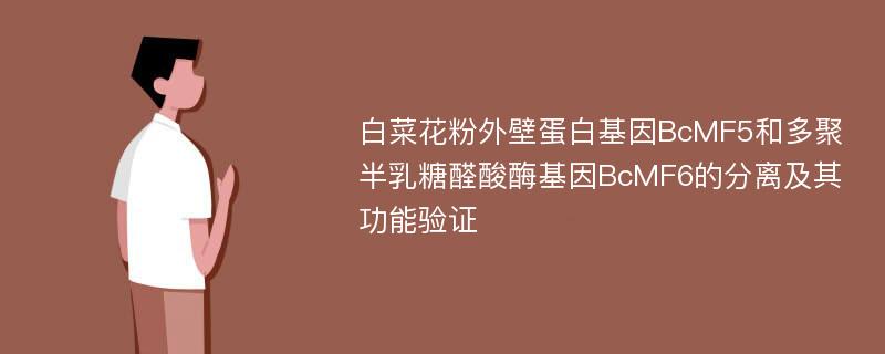 白菜花粉外壁蛋白基因BcMF5和多聚半乳糖醛酸酶基因BcMF6的分离及其功能验证