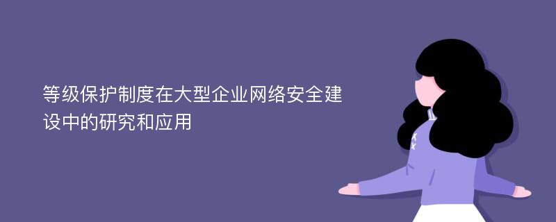 等级保护制度在大型企业网络安全建设中的研究和应用