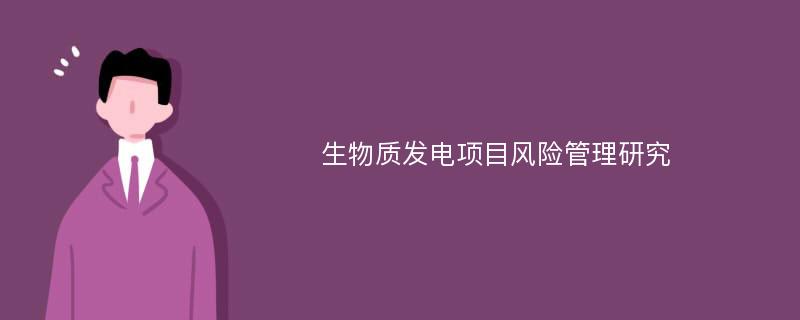 生物质发电项目风险管理研究