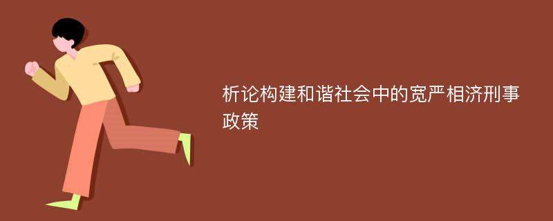 析论构建和谐社会中的宽严相济刑事政策