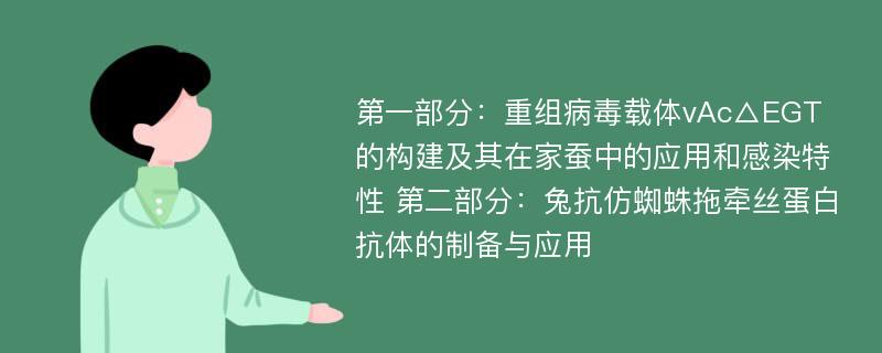 第一部分：重组病毒载体vAc△EGT的构建及其在家蚕中的应用和感染特性 第二部分：兔抗仿蜘蛛拖牵丝蛋白抗体的制备与应用