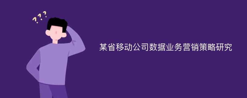 某省移动公司数据业务营销策略研究