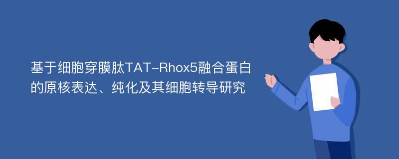 基于细胞穿膜肽TAT-Rhox5融合蛋白的原核表达、纯化及其细胞转导研究