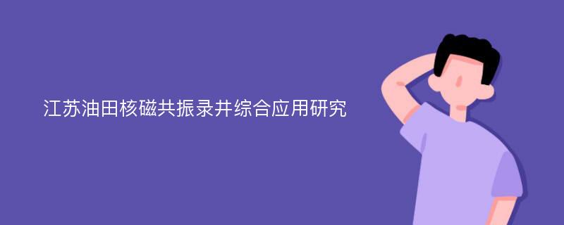 江苏油田核磁共振录井综合应用研究