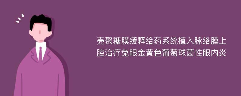 壳聚糖膜缓释给药系统植入脉络膜上腔治疗兔眼金黄色葡萄球菌性眼内炎