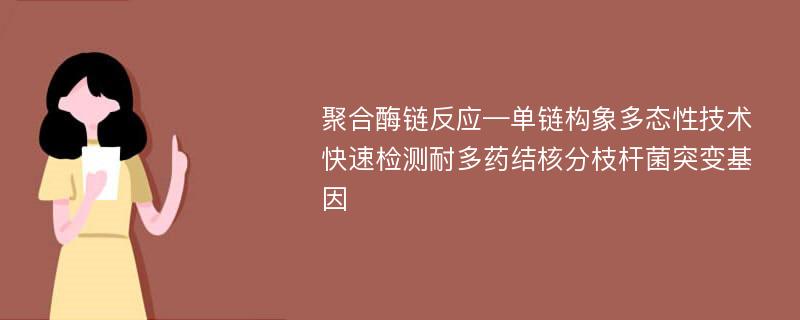 聚合酶链反应—单链构象多态性技术快速检测耐多药结核分枝杆菌突变基因