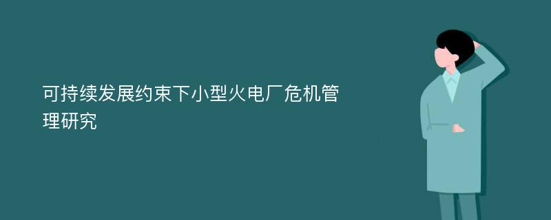 可持续发展约束下小型火电厂危机管理研究