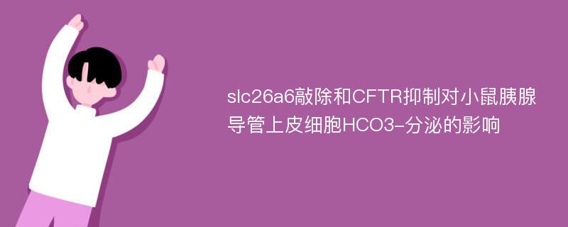 slc26a6敲除和CFTR抑制对小鼠胰腺导管上皮细胞HCO3-分泌的影响