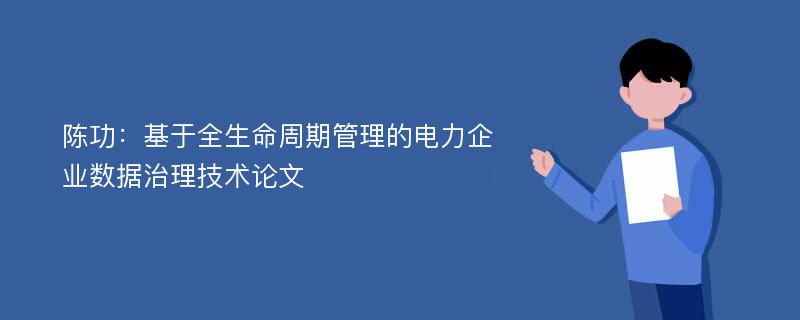 陈功：基于全生命周期管理的电力企业数据治理技术论文