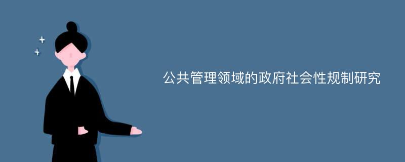 公共管理领域的政府社会性规制研究