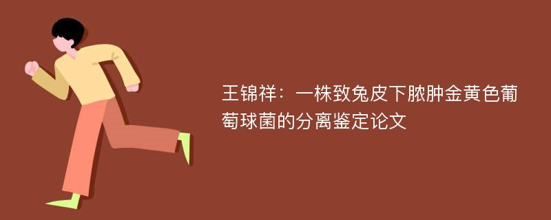 王锦祥：一株致兔皮下脓肿金黄色葡萄球菌的分离鉴定论文