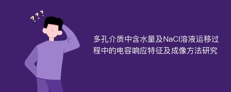 多孔介质中含水量及NaCl溶液运移过程中的电容响应特征及成像方法研究