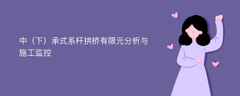 中（下）承式系杆拱桥有限元分析与施工监控