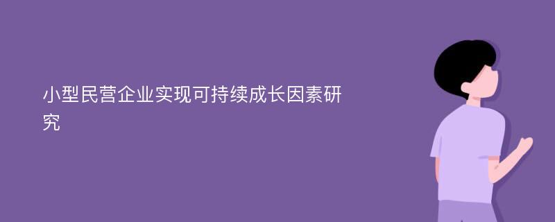 小型民营企业实现可持续成长因素研究